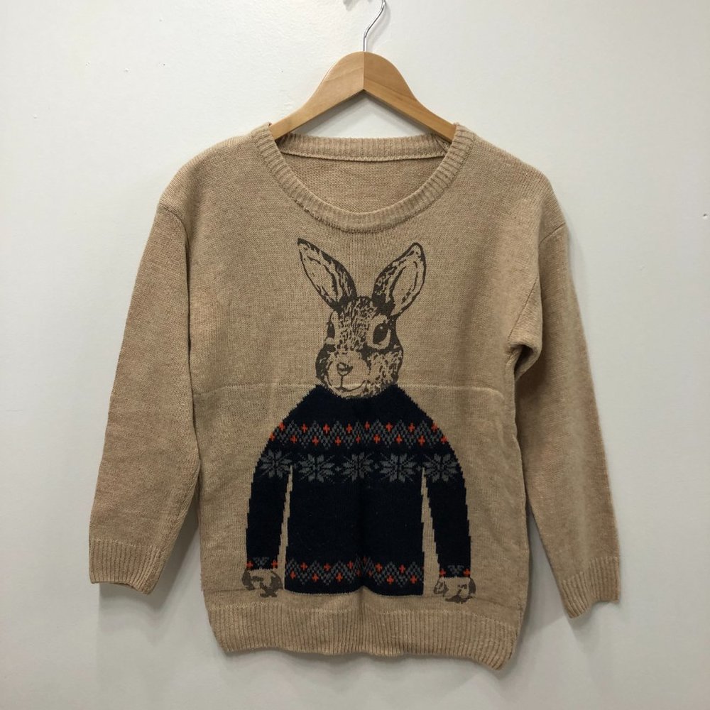 Tan Bunny Crew Neck Sweater
